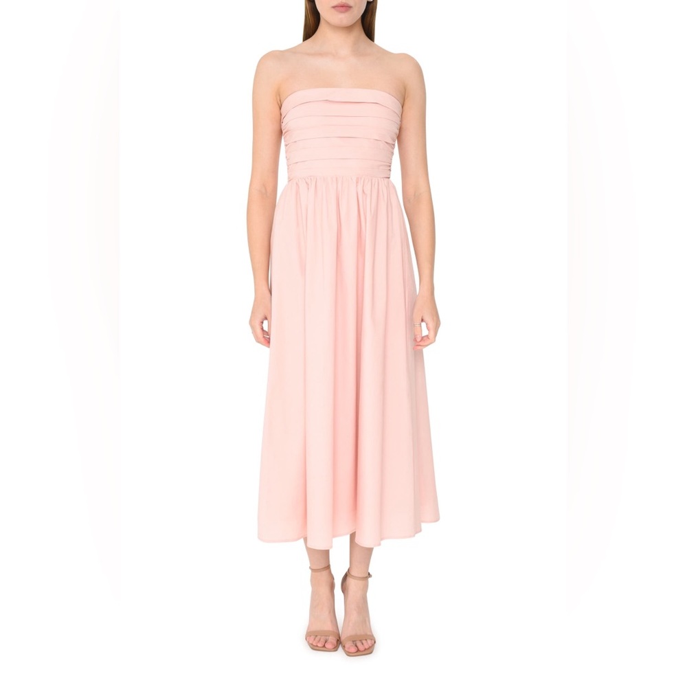 WAYF Sammie Pleat Strapless Stretch Cotton Sundress - Blush Pink